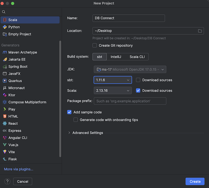 Criar o projeto do IntelliJ IDEA