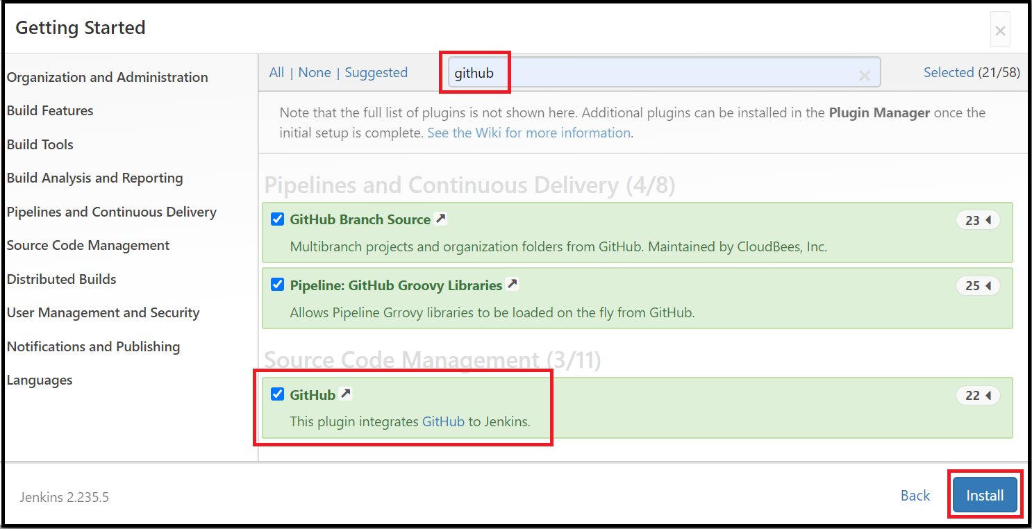 Instalar os plugins do GitHub