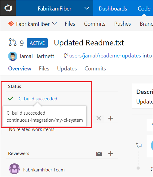 Status da solicitação de pull