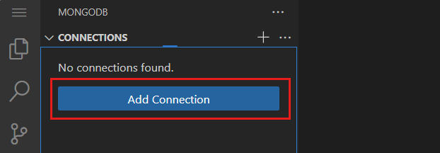 Captura de tela do botão de conexão adicionado na extensão do MongoDB.