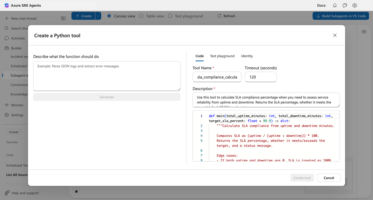 Captura de tela da guia Código mostrando a função Python gerada.