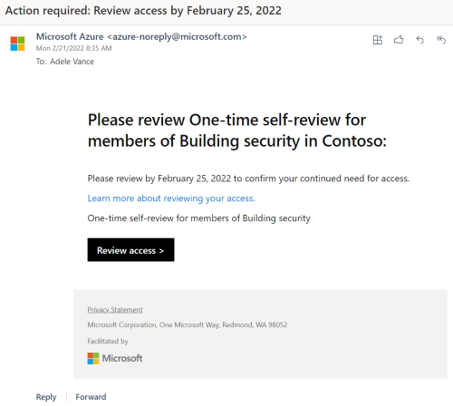Email notificação para rever o acesso.