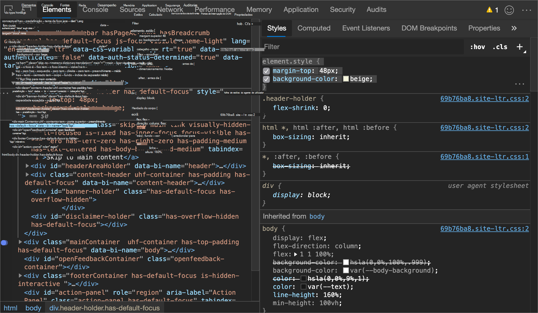 Adicionar declarações inline