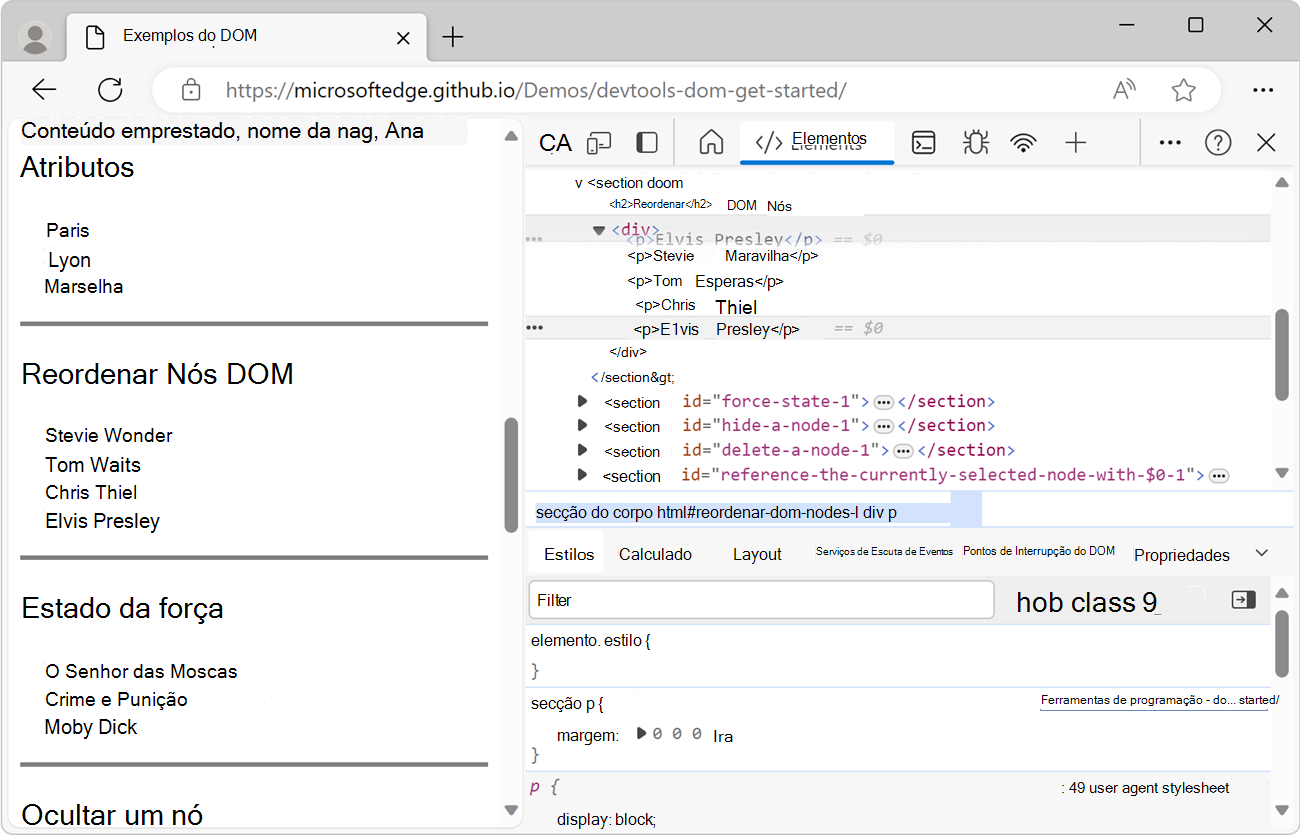 Arrastar o nó para a parte superior da lista