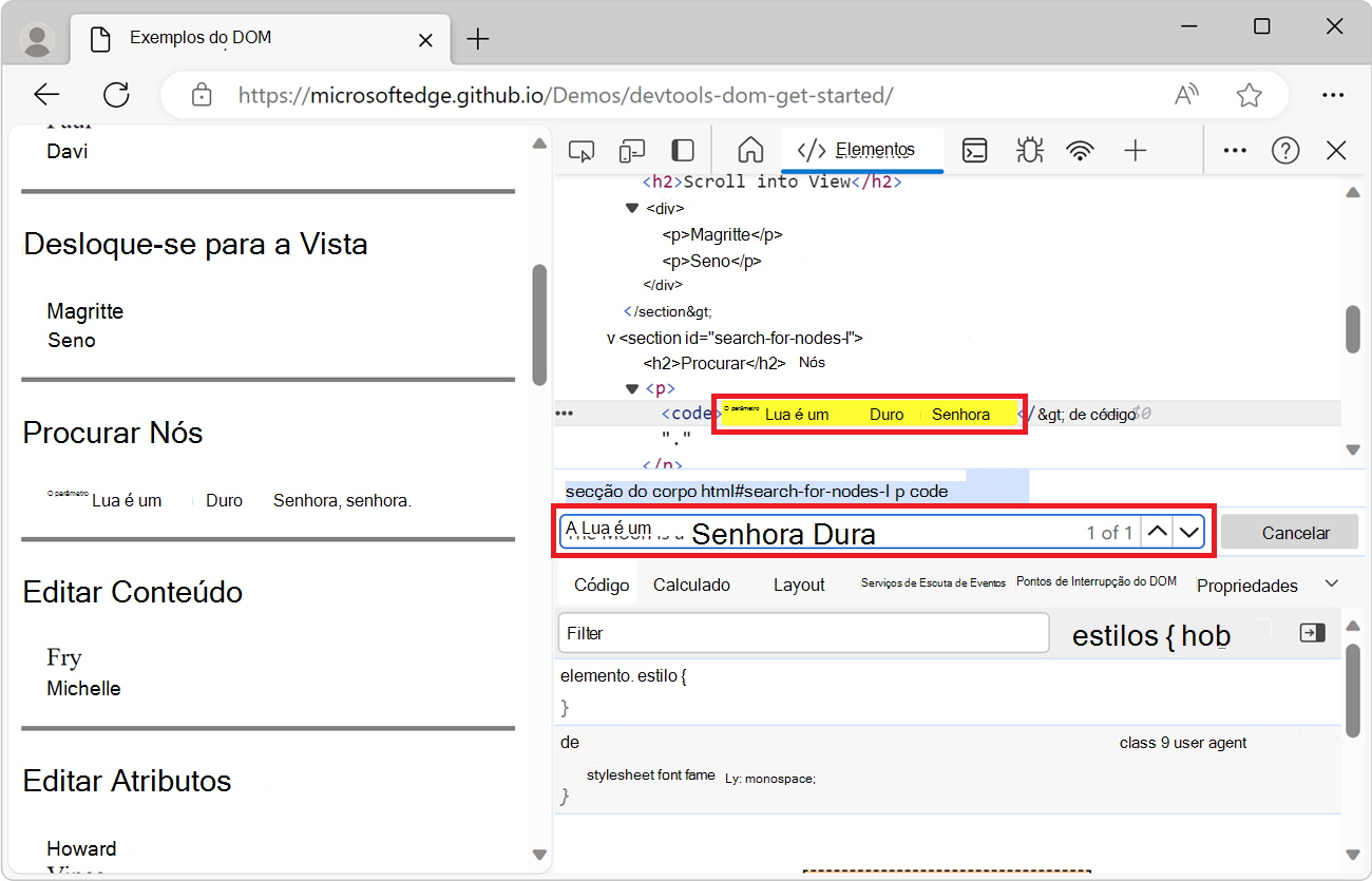 Realçar a consulta na barra de Pesquisa