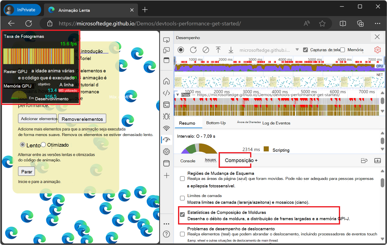 A sobreposição de Estatísticas de Composição de Molduras