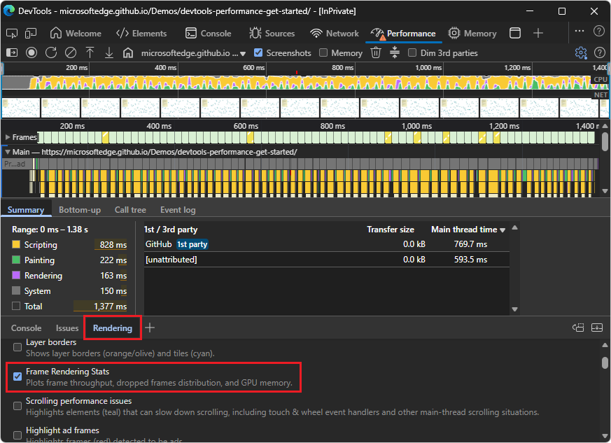 Caixa de verificação Ferramenta de composição com Estatísticas de Composição de Molduras