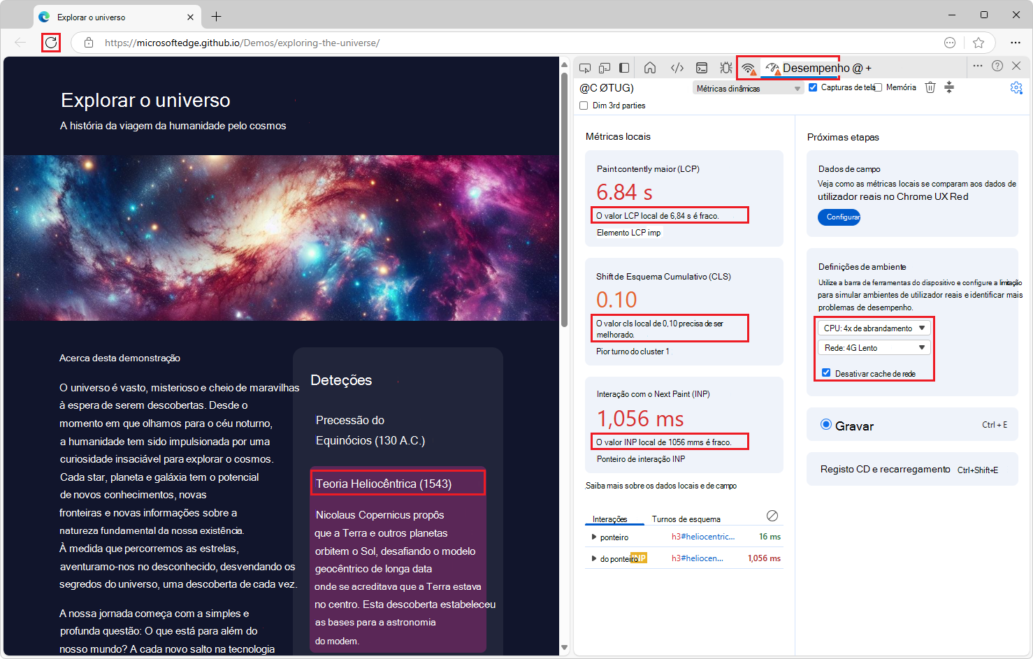 Resultados de métricas locais: fraco; precisa de melhoria; e pobres