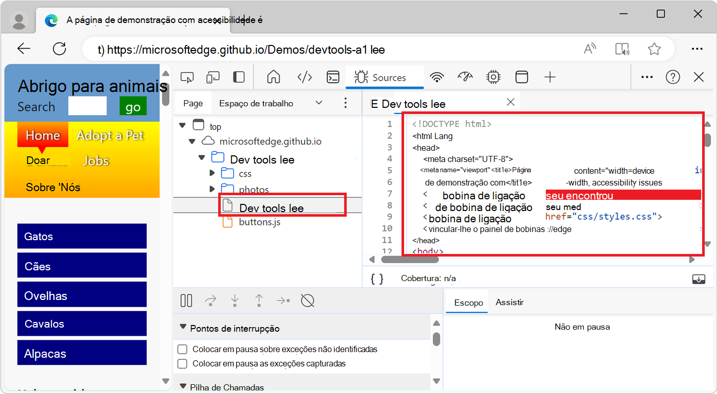 Ver um ficheiro de recursos no Editor da ferramenta Origens