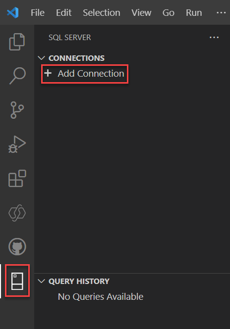 Adicionar conexão na extensão do SQL Server do VS Code