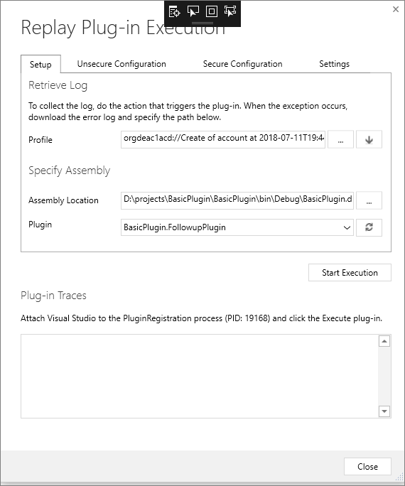 Inicie a execução.