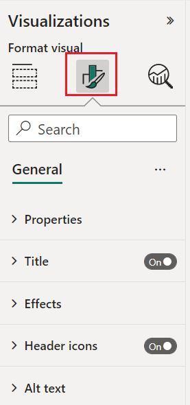 Captura de tela do painel de formatação com apenas opções gerais de formatação.