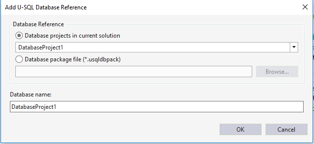 Assistente para adicionar referência de projeto de banco de dados nas Ferramentas do Data Lake para Visual Studio