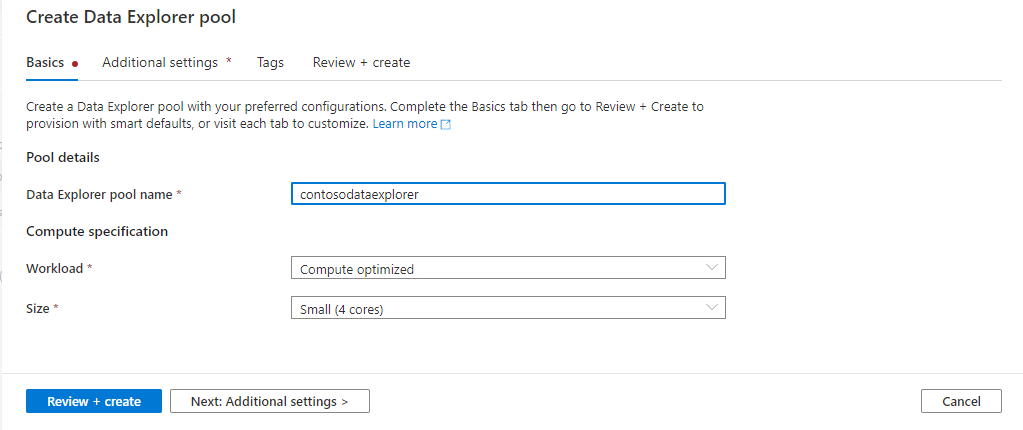 Noções básicas para o novo pool do Data Explorer do Synapse Studio
