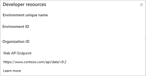 Captura de ecrã que mostra como localizar o ponto final da API Web nos recursos do programador.