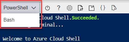 Uma captura de tela de como escolher uma experiência de linha de comando em uma sessão do Cloud Shell.