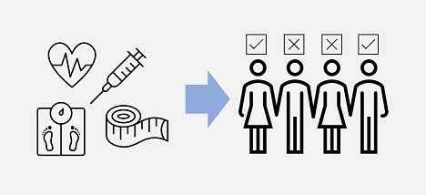 Ilustração de recursos de diagnóstico de saúde prevendo a diabetes.