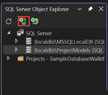 Captura de tela do botão Adicionar SQL Server ao Pesquisador de Objetos do SQL Server.