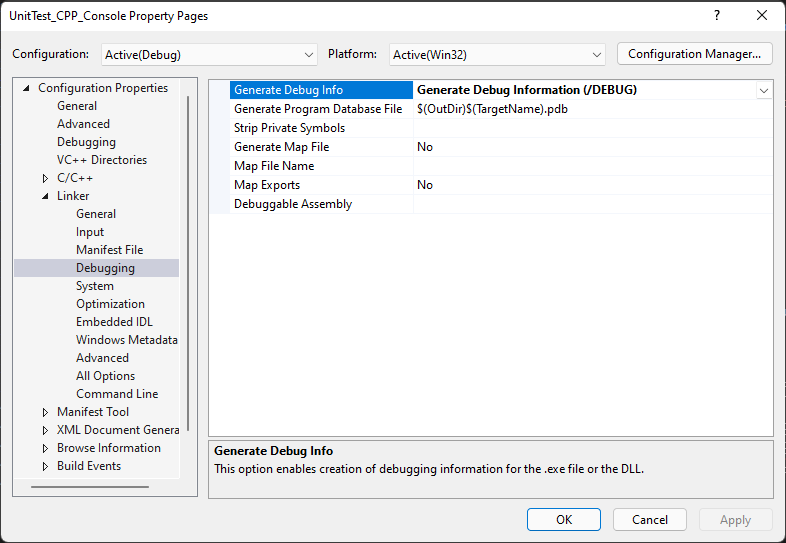 Gerar PDBs para builds em C++