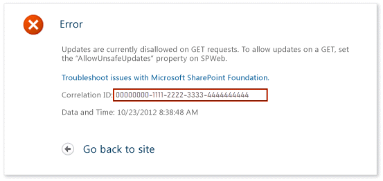 IntelliTrace – Erro do SharePoint – ID de correlação