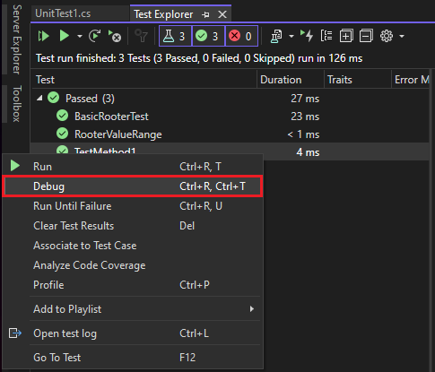 Captura de tela que mostra os detalhes da execução do teste.