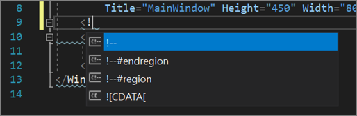 O editor de código XAML clica com o botão direito do mouse na caixa de diálogo Adicionar comentários