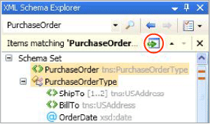 Resultado da pesquisa do Explorador de Esquemas XML