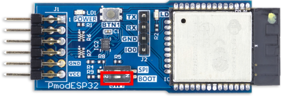 Alternar o ESP32 para o modo de inicialização movendo SW1 para a posição ON.