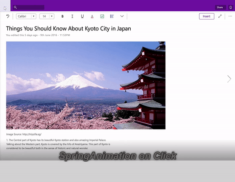 Animação de primavera ao clicar