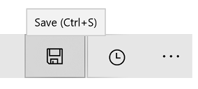 Captura de tela de um botão com um ícone de Disco e uma dica de ferramenta que inclui o texto Salvar padrão acrescentado com o acelerador Ctrl+S entre parênteses.