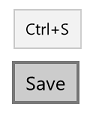 Captura de tela de um botão Salvar com uma dica de ferramenta acima que indica suporte para o acelerador Ctrl+S.