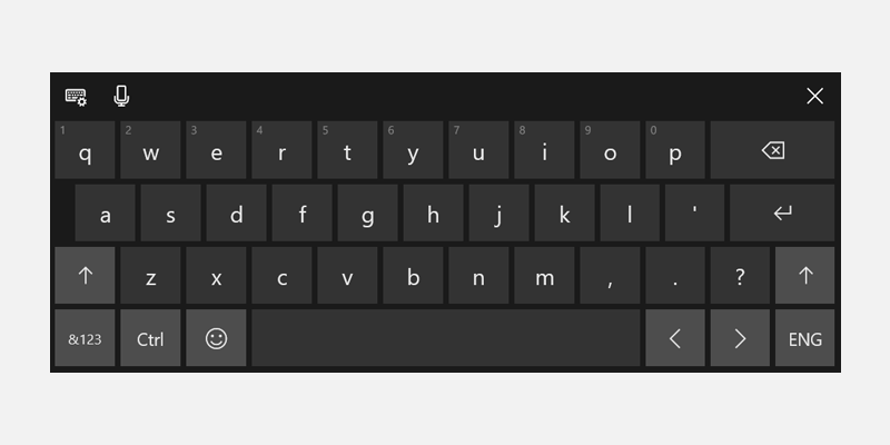 Teclado touch padrão do Windows