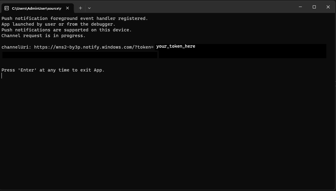 console de exemplo de trabalho
