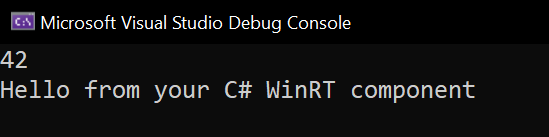 Saída do Console do C++/WinRT