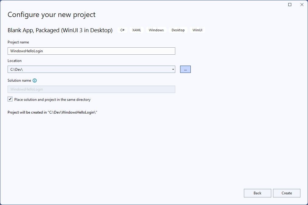 A captura de tela do novo aplicativo de logon Windows Hello em execução pela primeira vez