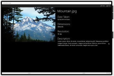Pequena imagem do exemplo de aplicativo estendida em duas telas