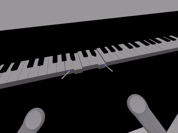 Tocando piano usando os controladores