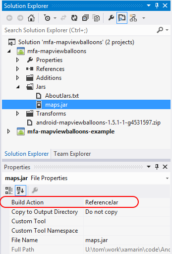 Criar ação definida como ReferenceJar