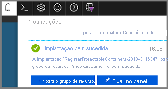 A captura de tela mostra a mensagem de êxito da implantação.