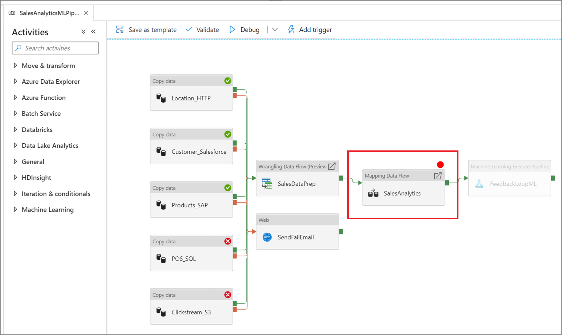 Pontos de interrupção na interface do pipeline