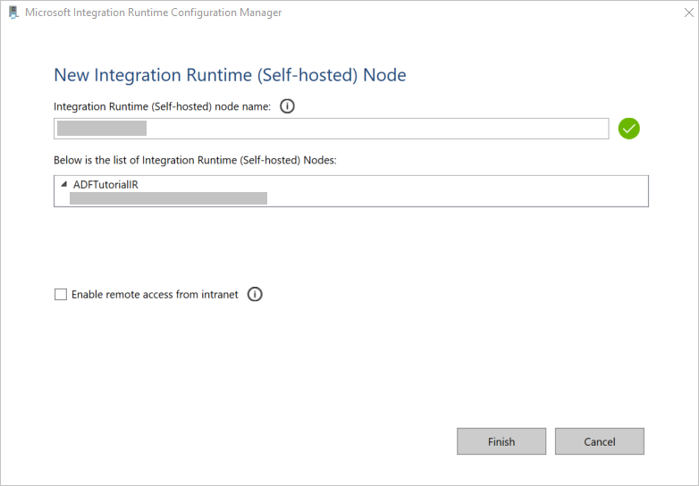 Nova Janela de Nó de Integration Runtime