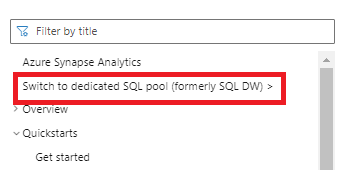 Captura de ecrã do site Microsoft Learn Docs a mostrar o índice de conteúdos do antigo pool dedicado de SQL (anteriormente SQL DW).