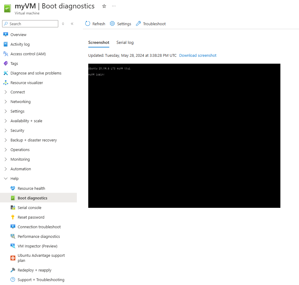 Captura de ecrã do diagnóstico de arranque do Linux