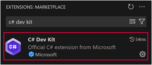 C# Dev Kit na Visual Studio Code Extensions Marketplace