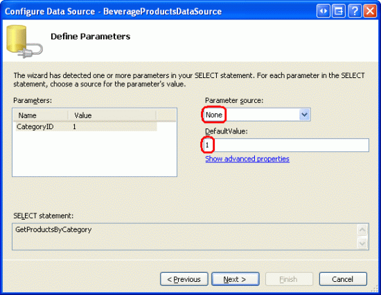 Use um valor Hard-Coded de 1 para devolver os produtos na categoria de bebidas