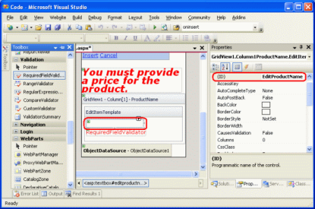Altere o ID do TextBox para EditProductName