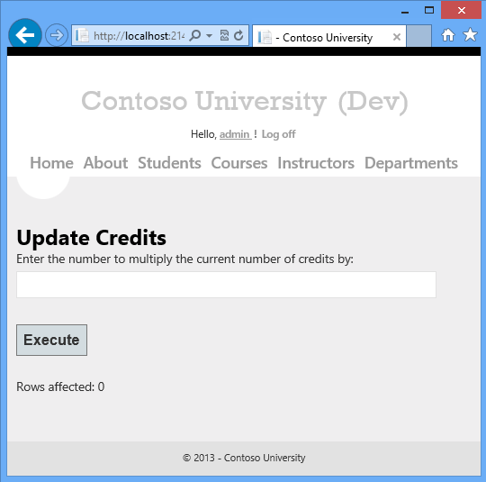 Página de Atualização dos Créditos