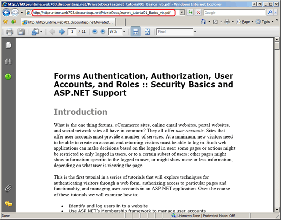 Utilizadores anónimos podem descarregar os ficheiros PDF privados introduzindo a URL direta do ficheiro