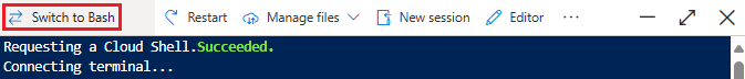 Captura de tela do botão para alternar entre Bash e PowerShell.