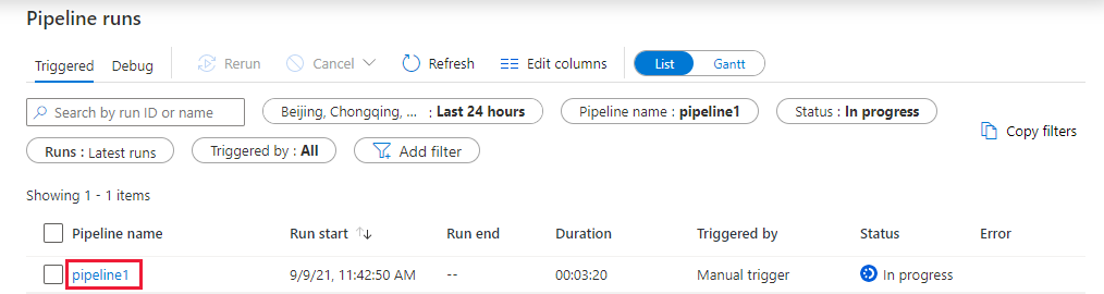 Captura de ecrã mostrando como monitorizar o pipeline.